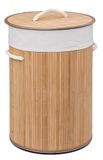 FORNOR 14827 Bamboe wasmand met deksel 48 l - Ø 35 x 50 cm