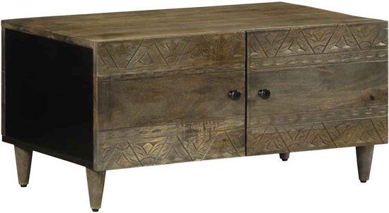 vidaXL Salontafel 80x50x40 cm massief mangohout lichtgrijs
