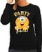 Bellatio Decorations Verkleed sweater dames - party time emoji - zwart - themafeesten/carnaval M