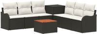 vidaXL - Bankstel - 8 - st - Zwart - en - Crème - Wit - Poly - Rattan - en - Staal