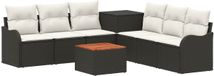 vidaXL - Bankstel - 8 - st - Zwart - en - Crème - Wit - Poly - Rattan - en - Staal