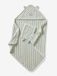 Vertbaudet cape de bain - gant de toilette - rayures jacquard - sauge