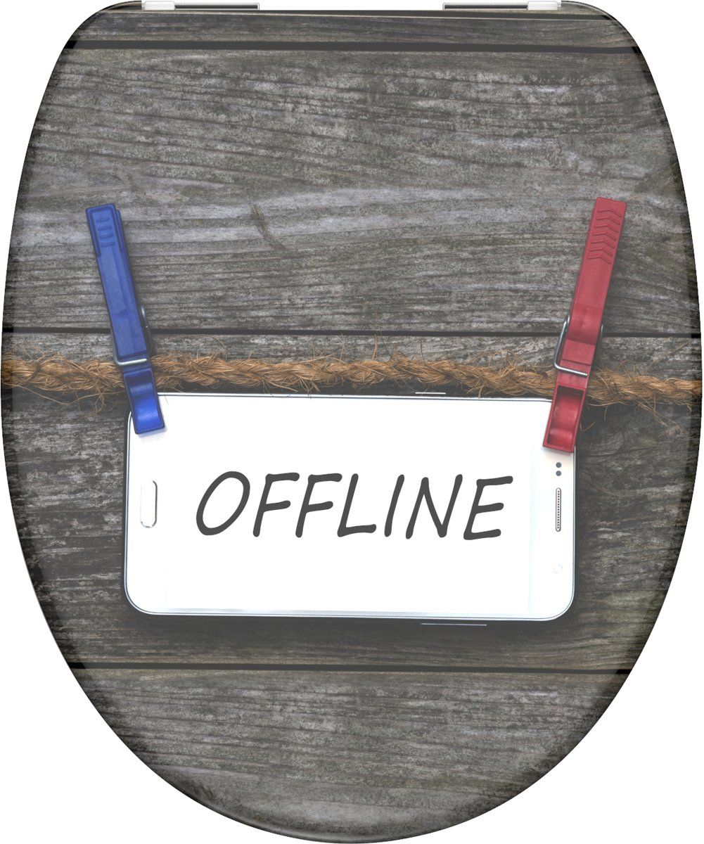 Schütte WC-Bril 82157 OFFLINE - Duroplast - Soft Close - Verchroomde Scharnieren - Decor - 1-zijdige Print - Grijs