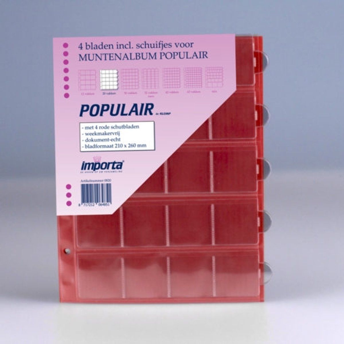Importa Populair Muntalbumbladen 20 Vaks - 4 Stuks - Rood