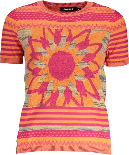 Desigual gestreepte gebreide top oranje/roze/blauw