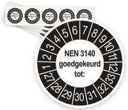 Merkloos / Sans marque Ricard Keuringsstickers NEN 3140 Goedgekeurd tot 2027 | 50 stuks, Ø 35 mm | Buiten Zwart
