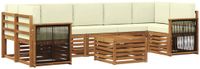 vidaXL - Buiten - bank - set - 8 - st - Natuurlijk - en - Crème - Massief - Acacia - Hout