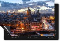 Chefcare Inductie Beschermer Amsterdam Centrum Luchtfoto Zonsondergang - 75x50 cm