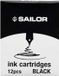 Sailor Zwarte Inktpatronen 12 Stuks