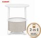 Floordirekt Table d'appoint Luca - Table ronde avec panier de rangement en tissu - Ø 45 x 50 cm - Blanc