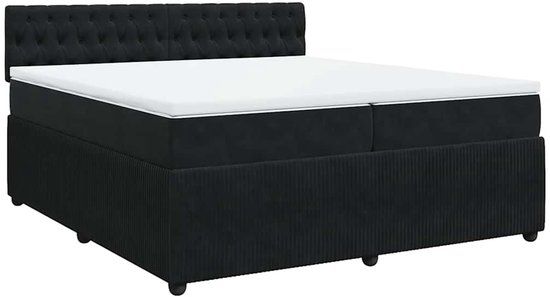 vidaXL Boxspring met matras fluweel zwart 200x200 cm