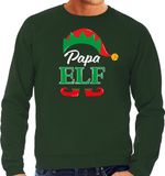 Bellatio Decorations foute Kersttrui - Papa elf - groen - heren - Kerst sweaters / kleding M