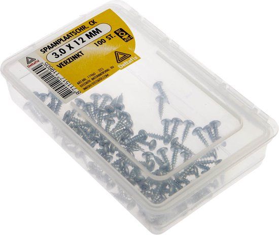 Deltafix Spaanplaatschroeven 3,0 x 12 mm Verzinkt Cilinderkop 100 stuks