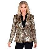 Widmann - Party Fashion Blazer met pailletten voor dames, luipaardpatroon, disco veer, colbermove, jas, dierenprint