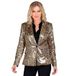 Widmann - Party Fashion Blazer met pailletten voor dames, luipaardpatroon, disco veer, colbermove, jas, dierenprint