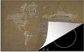 Merkloos KitchenYeah® Inductie beschermer 77x51 cm - Wereldkaart - Vintage - Inductiebeschermer voor Inductie Kookplaat