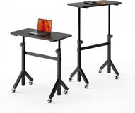Merkloos Hoogteverstelbare bureautafel van 80 x 40 cm op wielen, zwart