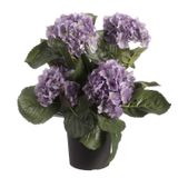 Louis maes Kunstplant - Hortensia hydrangea - paars - in pot - 44 cm - met bloemen