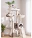 Heybly Poteau griffoir en bois, pour chats d'intérieur, condo pour grands chats avec auto-soigneur, poteau griffoir moderne avec panier, hamac, balle suspendue et feuilles, Greige HCT120SG