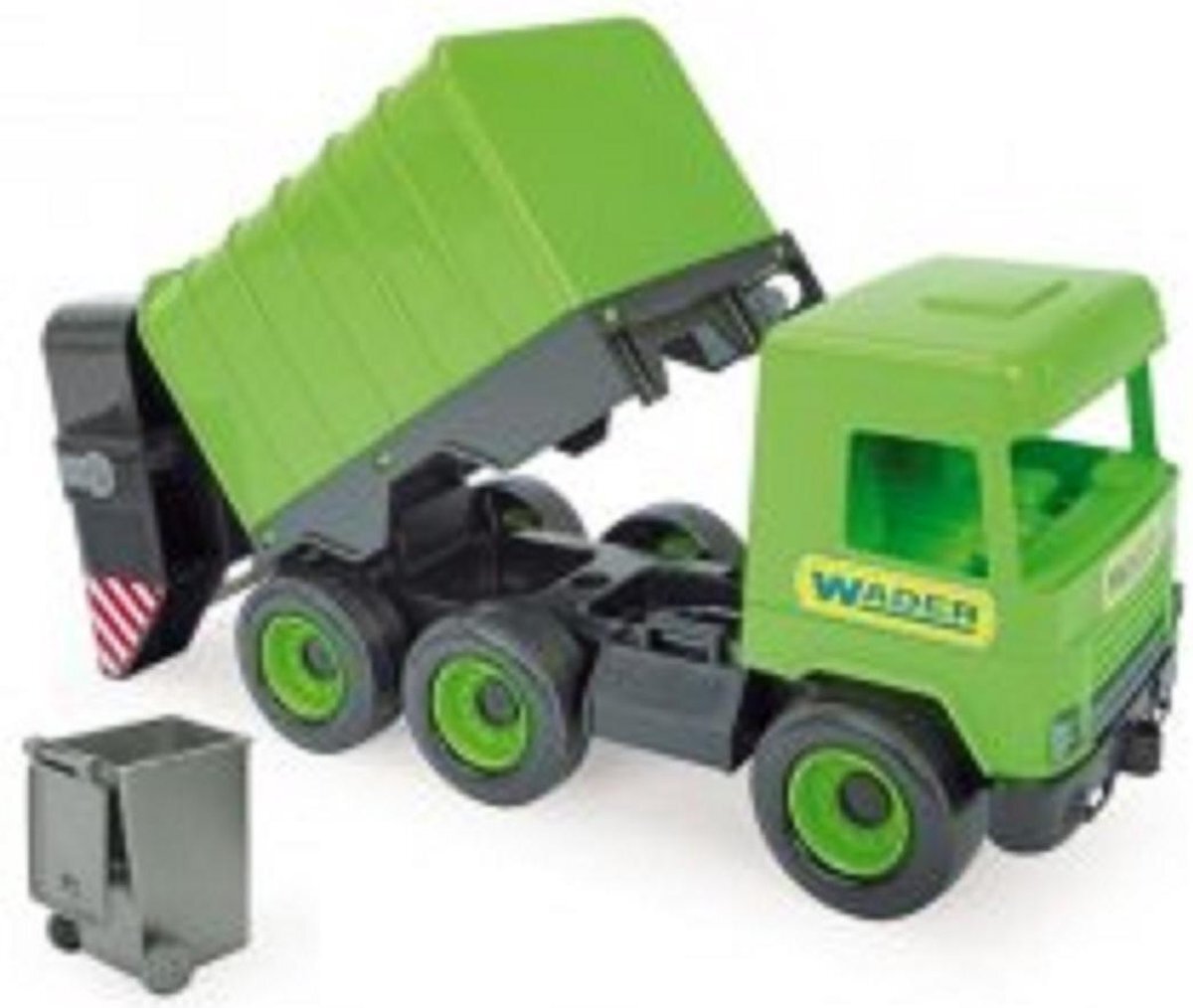 Wader Quality Toys Middle Truck Vuilniswagen groen in doos