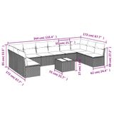 vidaXL 11-delige tuinmeubelset met sofa en kussens, beige, van polyrotan
