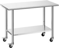 Vevor Roestvrijstalen Werktafel 1220 x 610 x 864 mm met Wielen