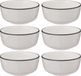 Secret de Gourmet Soepkommen/schaaltjes - 6x - Corona - porselein - D15 x H6.5 cm - wit/zwart