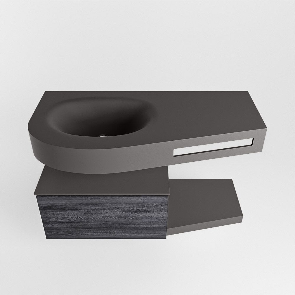 Mondiaz Riva Dulcet badkamermeubel links 100cm Dark Grey/Antracite