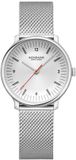 Mondaine Doppio 33mm staal mesh zilver dameshorloge