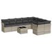 VidaXL 10-delige Loungeset met kussens, poly rattan, lichtgrijs