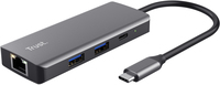 Trust Dalyx USB-C Hub - 6-in-1 - 4K HDMI - Gigabit Ethernet - USB 2.0 & USB-C - Silver