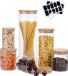 Amisglass Voorraadpotten met deksel set van 6, luchtdicht, 2.1L, 1L, 300ML, 500ML