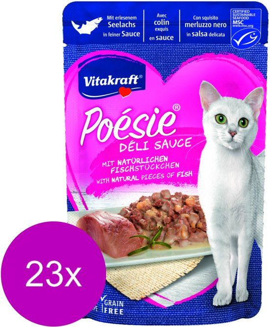 VITAKRAFT Poesie Deli Sauce Pouch 85 g - Kattenvoer - 23 x Koolvis