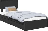 vidaXL Opbergbed met lade Zwart 90 x 190 cm Bewerkt hout