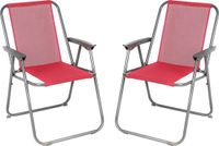 Sunnydays Picnic camping/strand stoel - 4x - aluminium - inklapbaar - roze - L53 x B55 x H75 cm