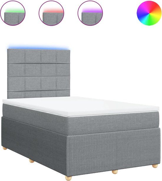 vidaXL Boxspring met matras stof lichtgrijs 120x200 cm