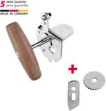 Westmark 3-delige set: 1 professionele blikopener titanium + 1 reservemes + 1 reserve-transportwiel, staal/hout/staal gelakt, zilver/bruin/zwart, 122422E6