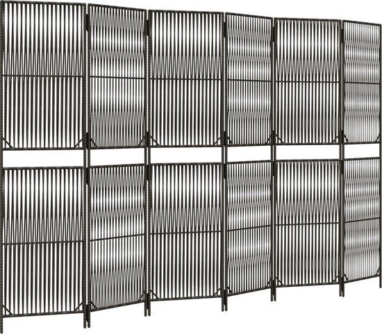 vidaXL Kamerscherm - 6 Panelen - Poly Rattan - Grijs