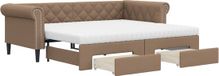 vidaXL Canapé-lit avec lit gigogne et tiroirs 90x200 cm Similicuir Cappuccino