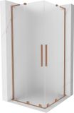 Mexen Velar L Duo schuifbare douchecabine 90 x 90 cm, matglas, geborsteld koper