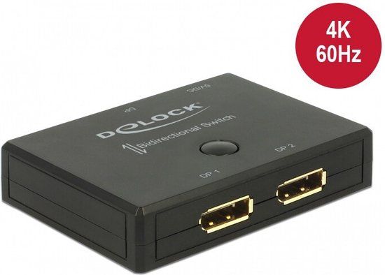 Delock DisplayPort Switch - 4K 60 Hz - Black