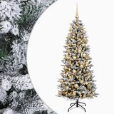 vidaXL Kunstkerstboom met kerstbal 150 cm 150 LED's Warmwit PVC en PE