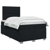 vidaXL Boxspringbed met matras met hoofdeinde Zwart 120 x 190 cm Stof
