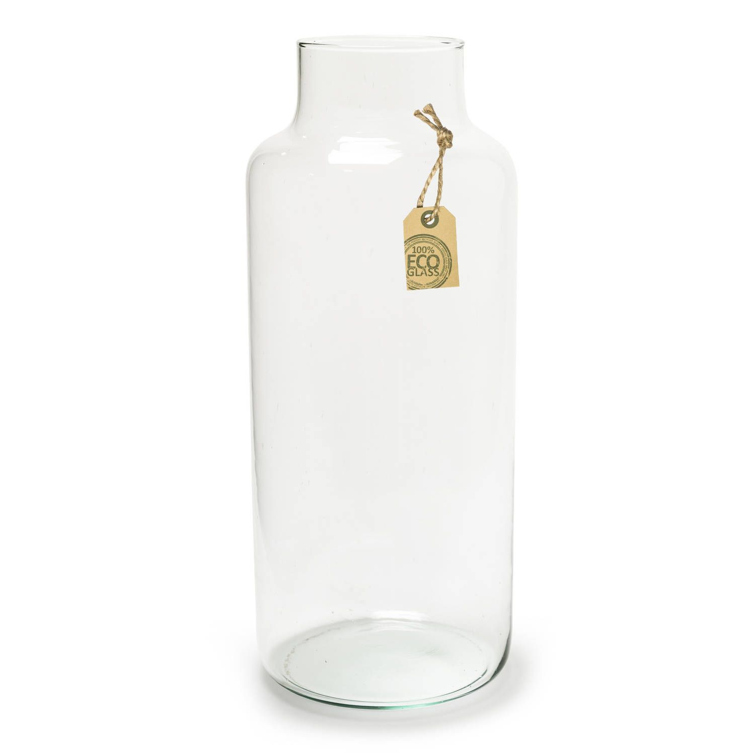 Jodeco bloemenvaas - Eco glas transparant - H35 x D14,5 cm