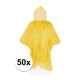 Merkloos / Sans marque Wegwerp regenponcho - 50x - voor volwassenen - Geel - regen scherm - herbruikbaar als je wil - one size - met capuchon