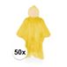 Merkloos / Sans marque Wegwerp regenponcho - 50x - voor volwassenen - Geel - regen scherm - herbruikbaar als je wil - one size - met capuchon