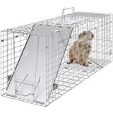 VEVOR Wasbeerval, kattenval, marterval, weerbestendig, robuust, met 2 ingangen, dierenval, 785 x 254 x 305 mm, levend konijnenval, kattenval, draadval voor marters, katten, wasbeer