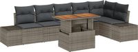 vidaXL Tuinbank - Set - 7-delig - Grijs - Polyrattan