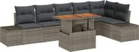 vidaXL Banc de jardin - Set - 7 pièces - Gris - Polyrattan
