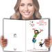 Gaston Lagaffe GLMX-2020 Maxi-kaart "Happy Birthday", 1 jaar ouder, Bravo wijn, champagne, kat, feestdag, groepscadeau, voor volwassenen, handtekening, A4, groot, geïllustreerd + envelop